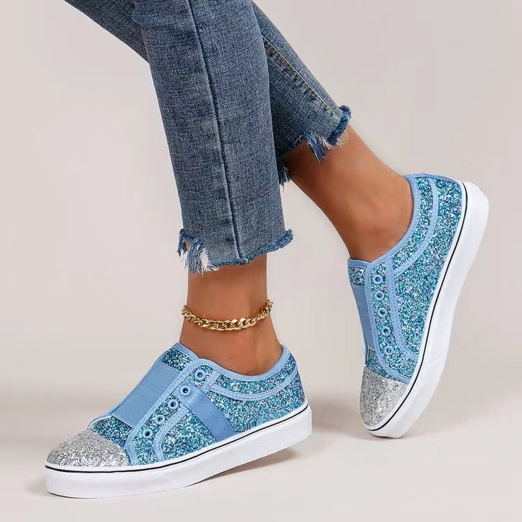 Damen Glitzernde Sneaker mit elastischem Fersenriemen und modischem Design EB