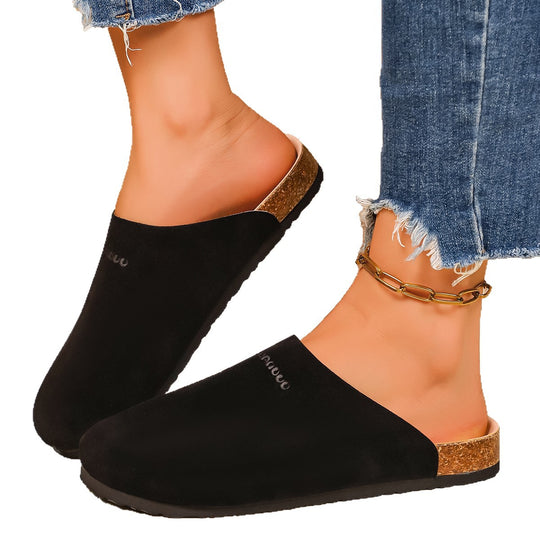 Damen Komfortable Clogs mit weichem Veloursleder und rutschfester Sohle EB