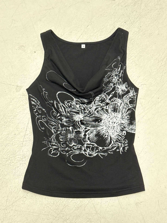 Damen ärmelloses Crossover-Top mit floralem Design EB