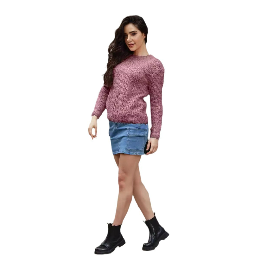 Damen Knit Pullover mit strukturiertem Gewebe und lässigem Schnitt EB