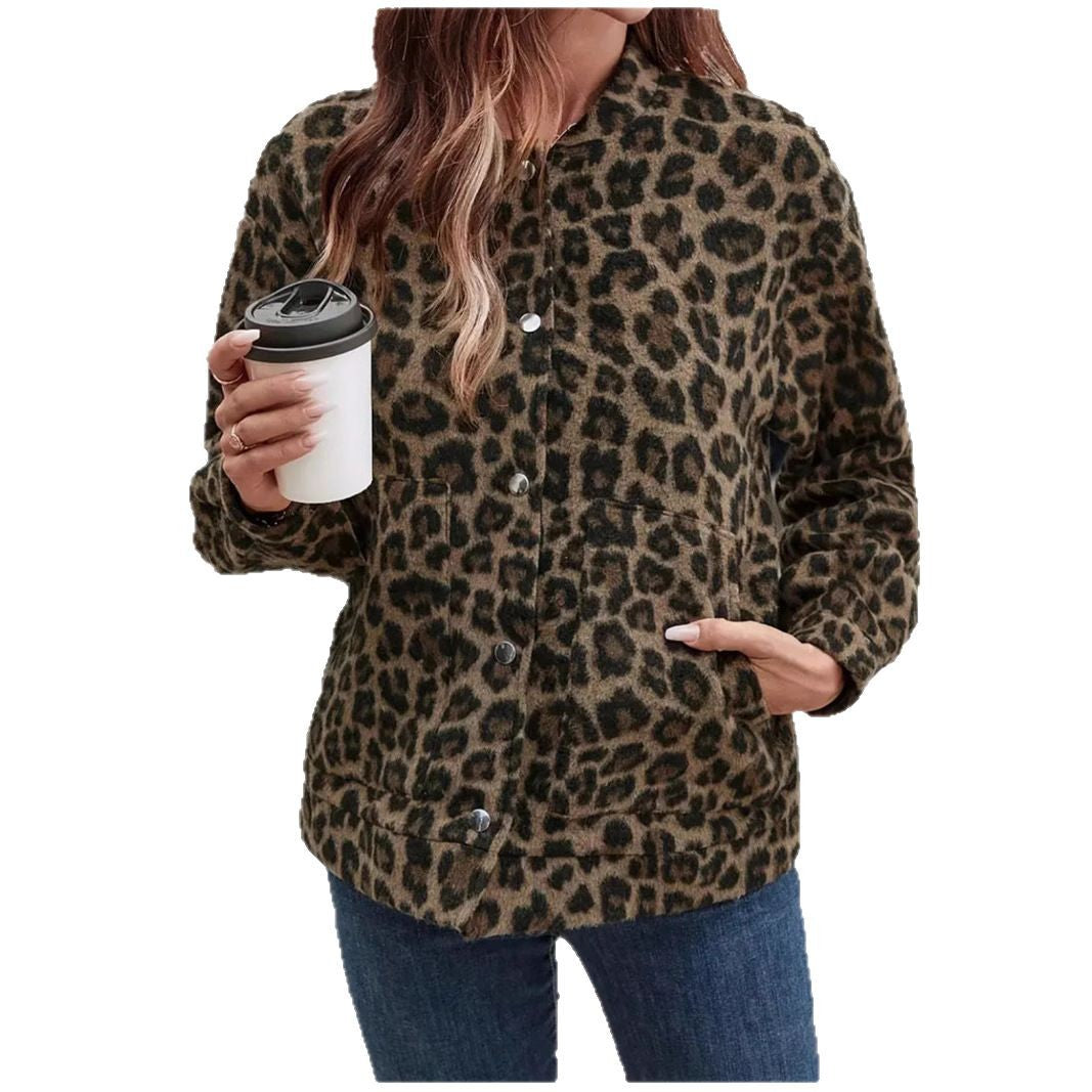 Damen Fleecejacke im trendigen Leopardenmuster EB
