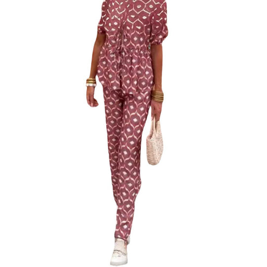 Damen Elegantes Set mit Puffärmeln und aufgesetzten Taschen EB