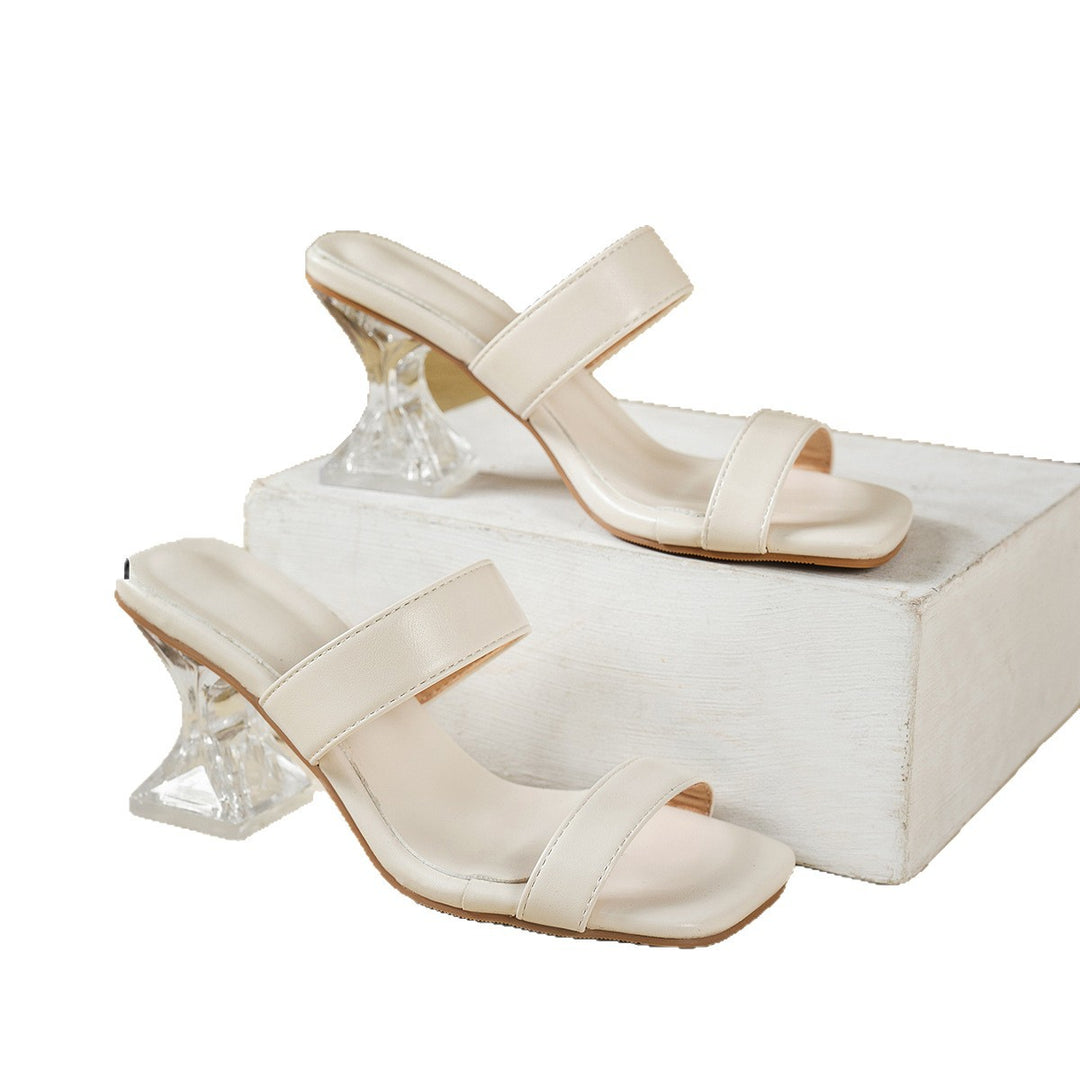 Damen transparente Slipper mit modischem Blockabsatz EB