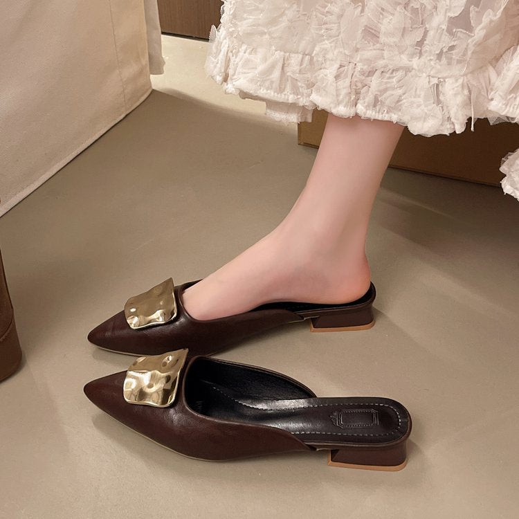 Damen schicke Mules mit femininem Metallakzent EB