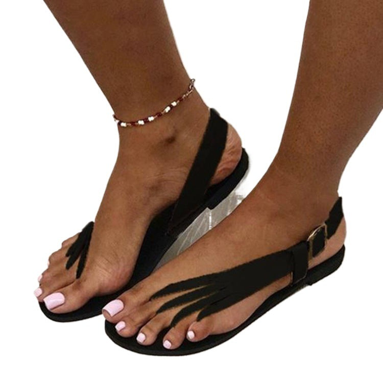 Damen Elegante Zehentrenner-Sandaletten mit feinem Schnallen-Detail EB