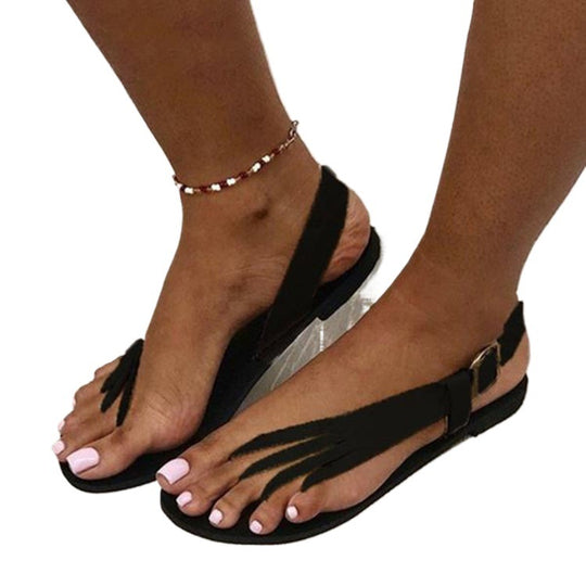 Damen Elegante Zehentrenner-Sandaletten mit feinem Schnallen-Detail EB