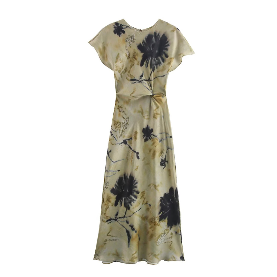 Damen Maxikleid mit modernem geometrischen Muster und fließendem Schnitt EB