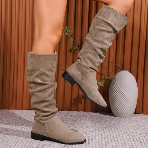 Damen Schlupfstiefel aus weichem Wildlederimitat EB