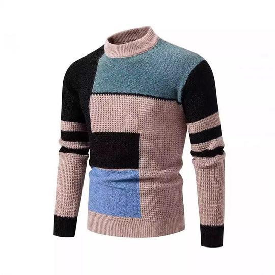 Herren Strukturierter Pullover mit modernem Farbblockdesign EB