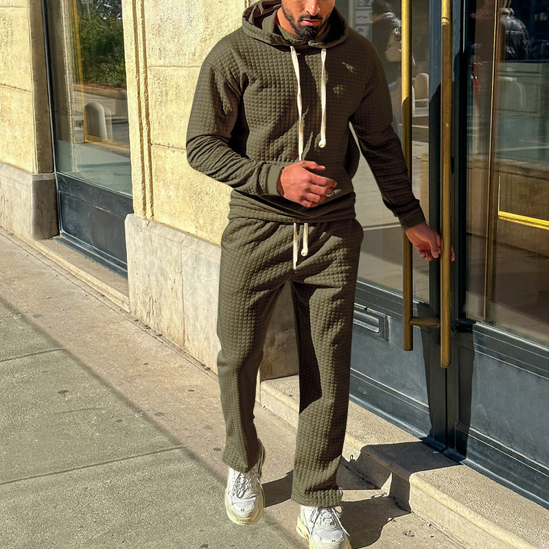 Herren Sportlicher Fleeceanzug mit modernem Strukturdesign und praktischer Kapuze EB