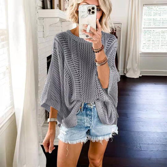 Damen lässiger Strickoversize-Pullover EB