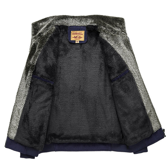 Herren Cord‑Strickjacke mit wärmender Teddyfleece‑Innenlage und Badge‑Details EB