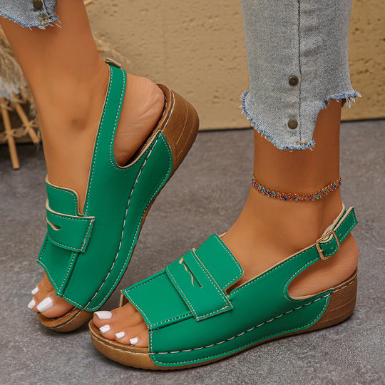 Damen Wedge-Sandalen mit verstellbarem Riemendesign und anatomischem Fußbett EB