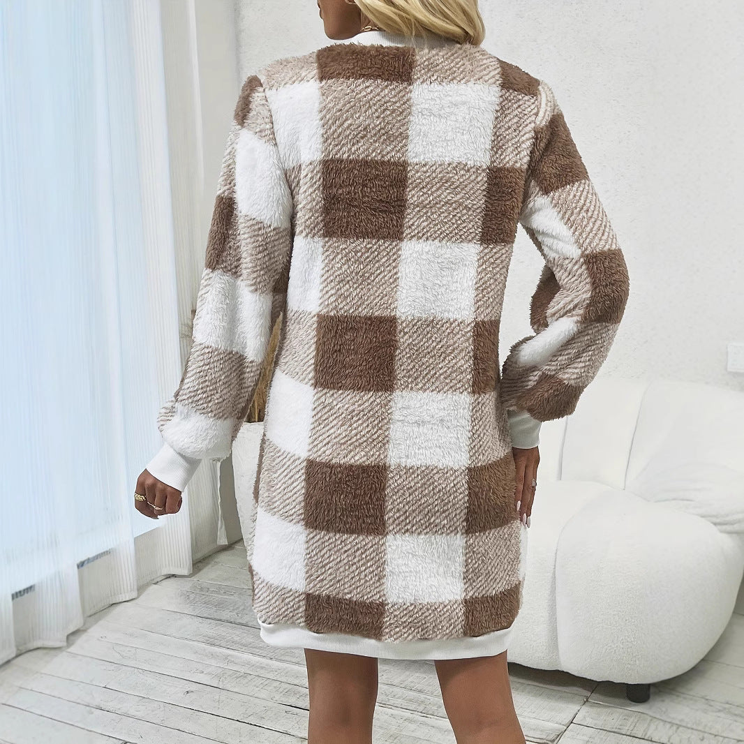 Damen gemütliches V-Pulloverkleid EB
