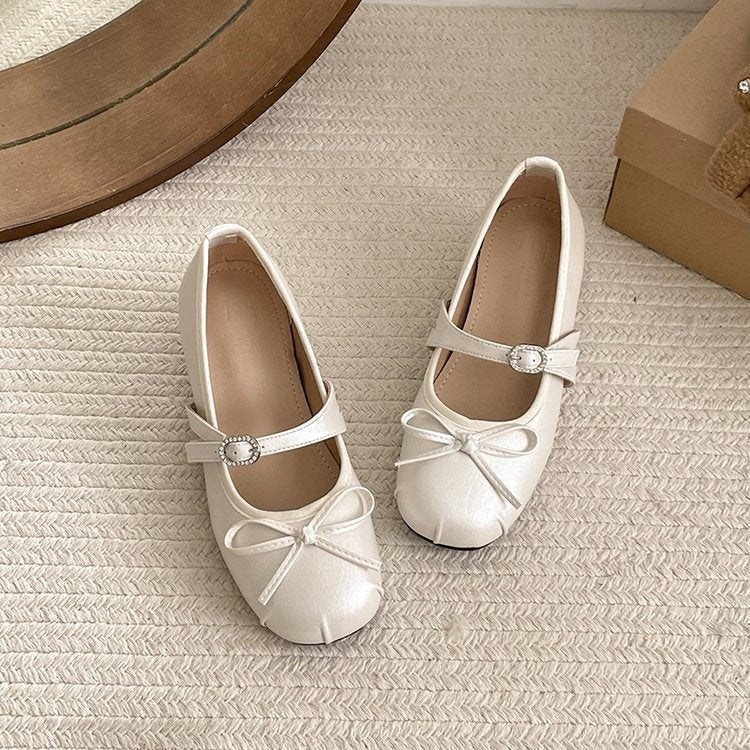 Damen elegante Mary Jane Ballerinas mit modischem Schleifenakzent EB