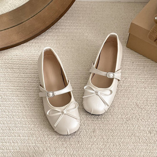 Damen elegante Mary Jane Ballerinas mit modischem Schleifenakzent EB
