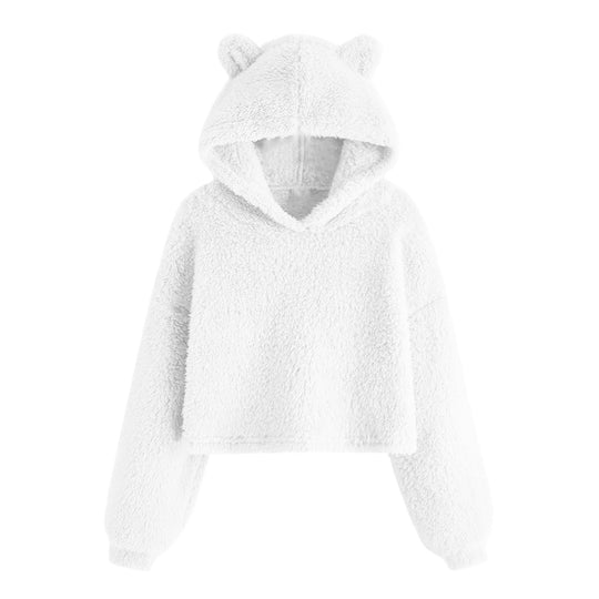 Damen Kuscheliger Fleece Hoodie mit Bärenohren EB