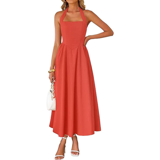 EB | Cross Back O-Hals Maxikleid Leinen