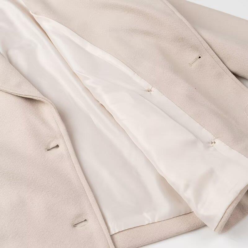 Damen elegante Wolljacke mit doppelter Knopfleiste und modernen Details EB