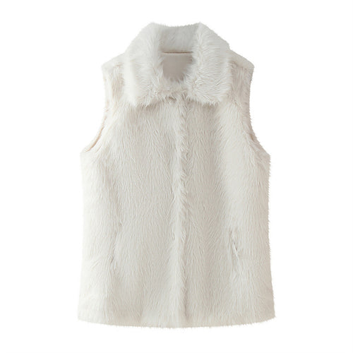 Damen elegante Kunstfellweste EB