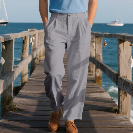 Herren elegante Freizeit-Hose mit weichem Stoff und weitem Schnitt EB