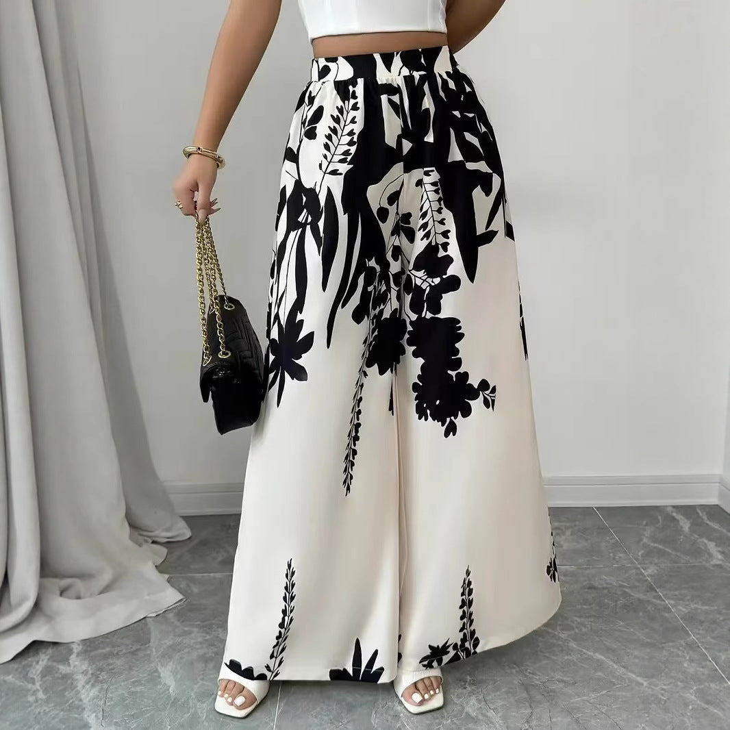 Damen weite Palazzo-Hose mit floralem Muster EB