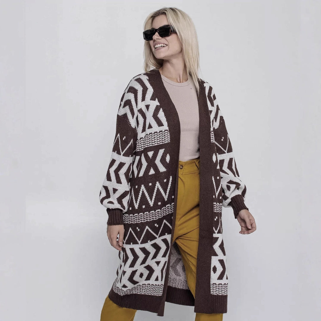 Damen Strickjacke mit kreativem Muster und lässigem Schnitt EB