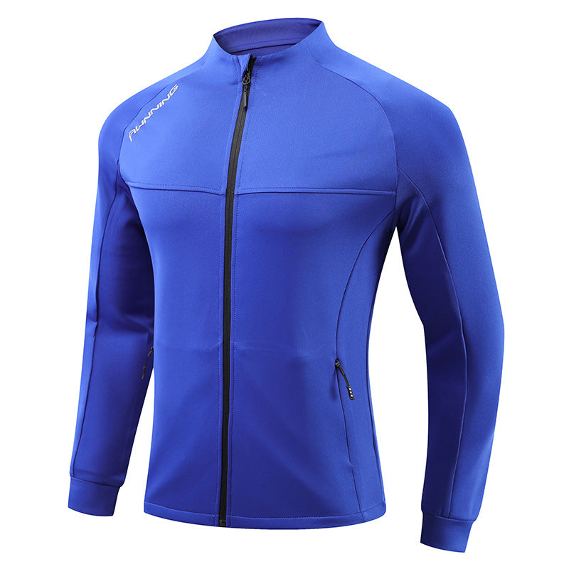 Herren Eng anliegende atmungsaktive Laufjacke mit durchgehendem Reißverschluss und Reißverschlusstaschen EB