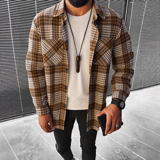 Herren Karierte Flanell Hemdjacke EB