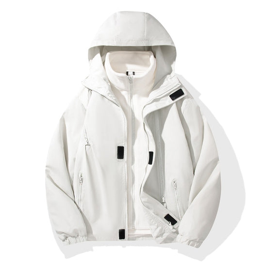 Herren zweiteiliger Regen- und Thermojacke mit abnehmbarer Fleece-Innenjacke und winddichter Membran EB