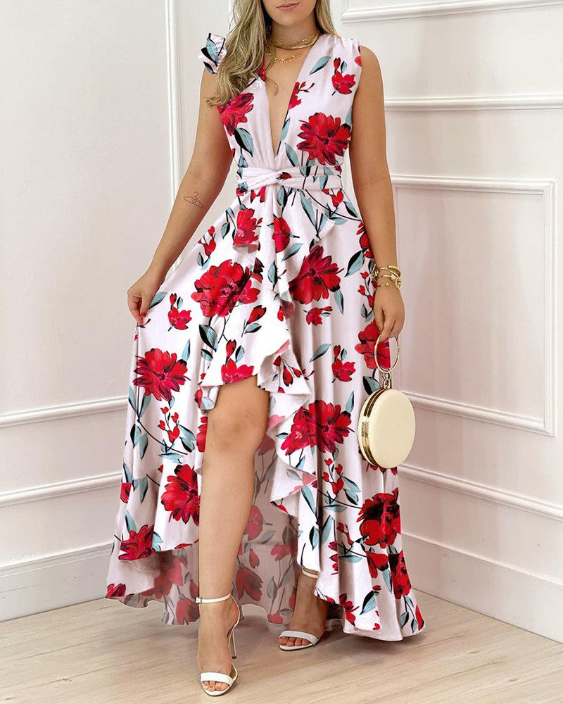 Damen Maxikleid mit floralem Schnitt EB