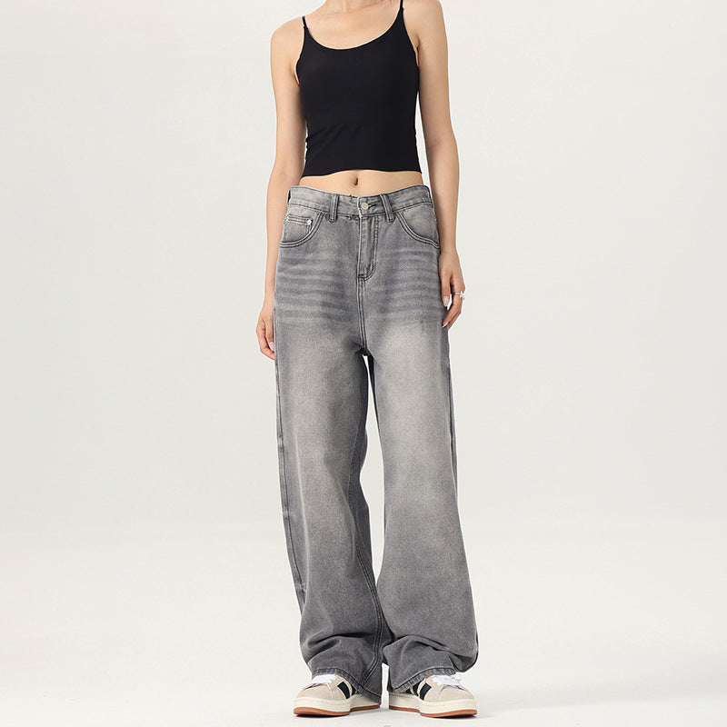 Damen Weite Jeanshose im lässigen Vintage-Stil mit hohem Bund EB