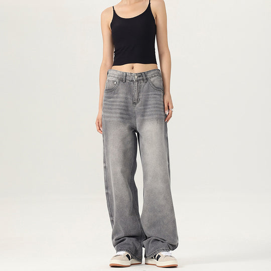 Damen Weite Jeanshose im lässigen Vintage-Stil mit hohem Bund EB