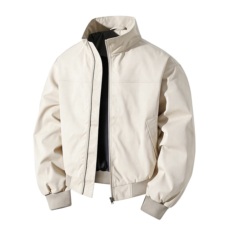 Herren kurz geschnittener Blouson mit Stehkragen und geripptem Saum EB