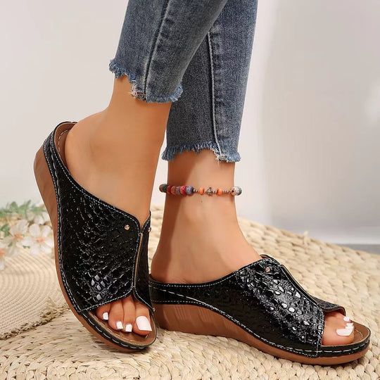 Damen Bequeme Clogs mit modischem Schlangenlederdesign EB