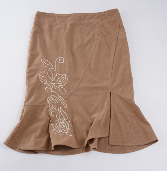 Damen eleganter und verspielter Wickelrock mit floralem Design und weitem Saum EB
