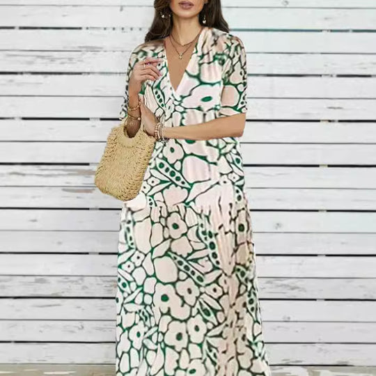 Damen Maxi-Kleid mit floralem Design und weitem Schnitt EB