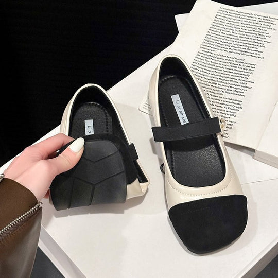 Damen elegante Ballerinas mit komfortablem Riemchen und modischer Perlenapplikation EB