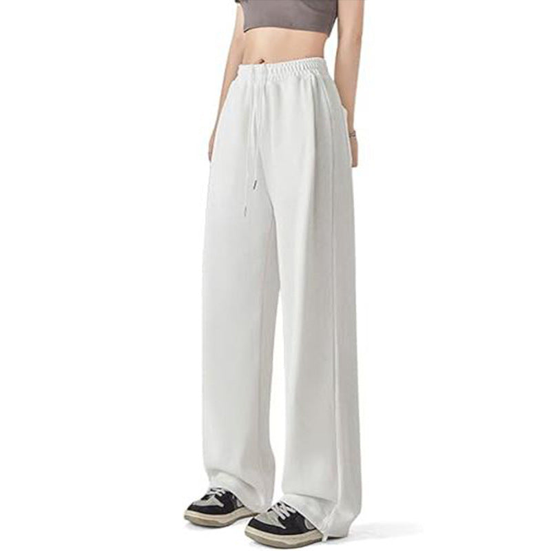 Damen nan lockerfallende Palazzohose aus Sweat mit hochgeschnittenem Komfortbund, Tunnelzug und seitlichen Eingrifftaschen EB