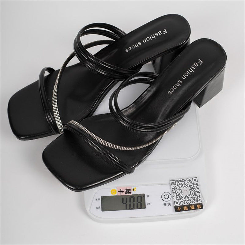 Damen elegante Riemensandalen mit funkelnden Strassdetails EB