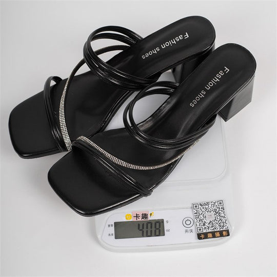 Damen elegante Riemensandalen mit funkelnden Strassdetails EB