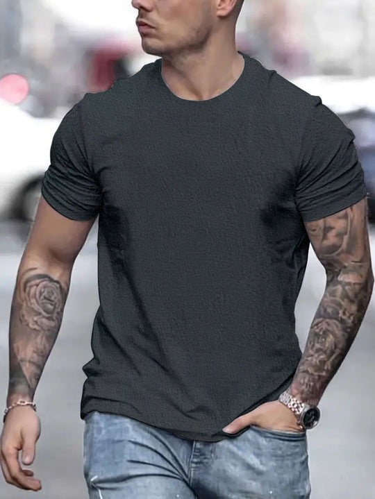 Herren lässiges T-Shirt mit strukturierter Oberfläche und bequemem Schnitt EB