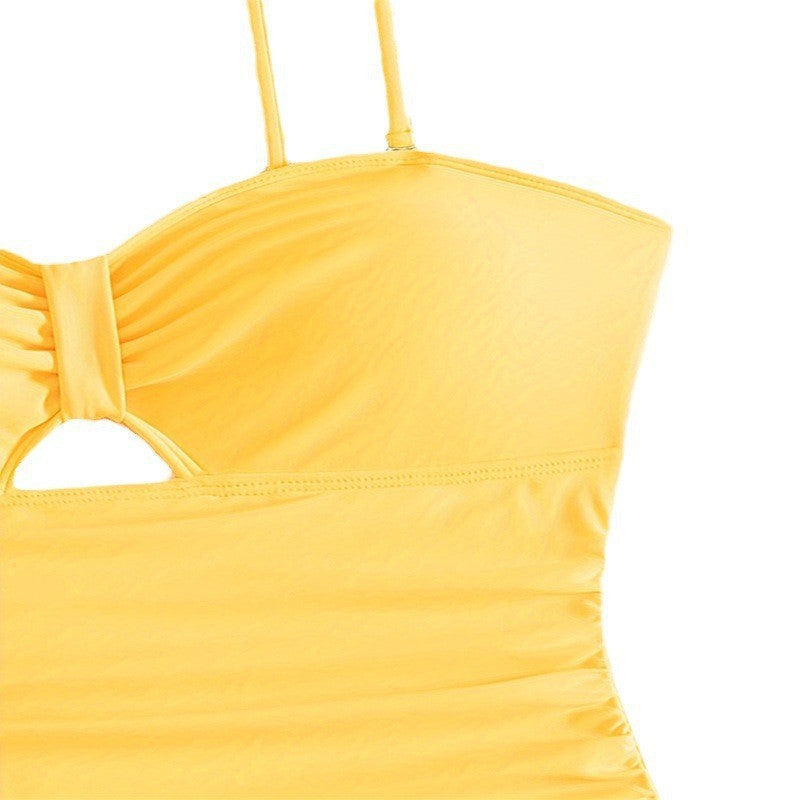 Damen Einteiler Badeanzug mit raffiniertem Cut-Out und schmeichelndem Rüschendesign EB