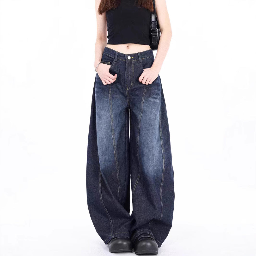 Damen Weite Denim-Hose mit hohem Bund und trendigem Schnitt EB