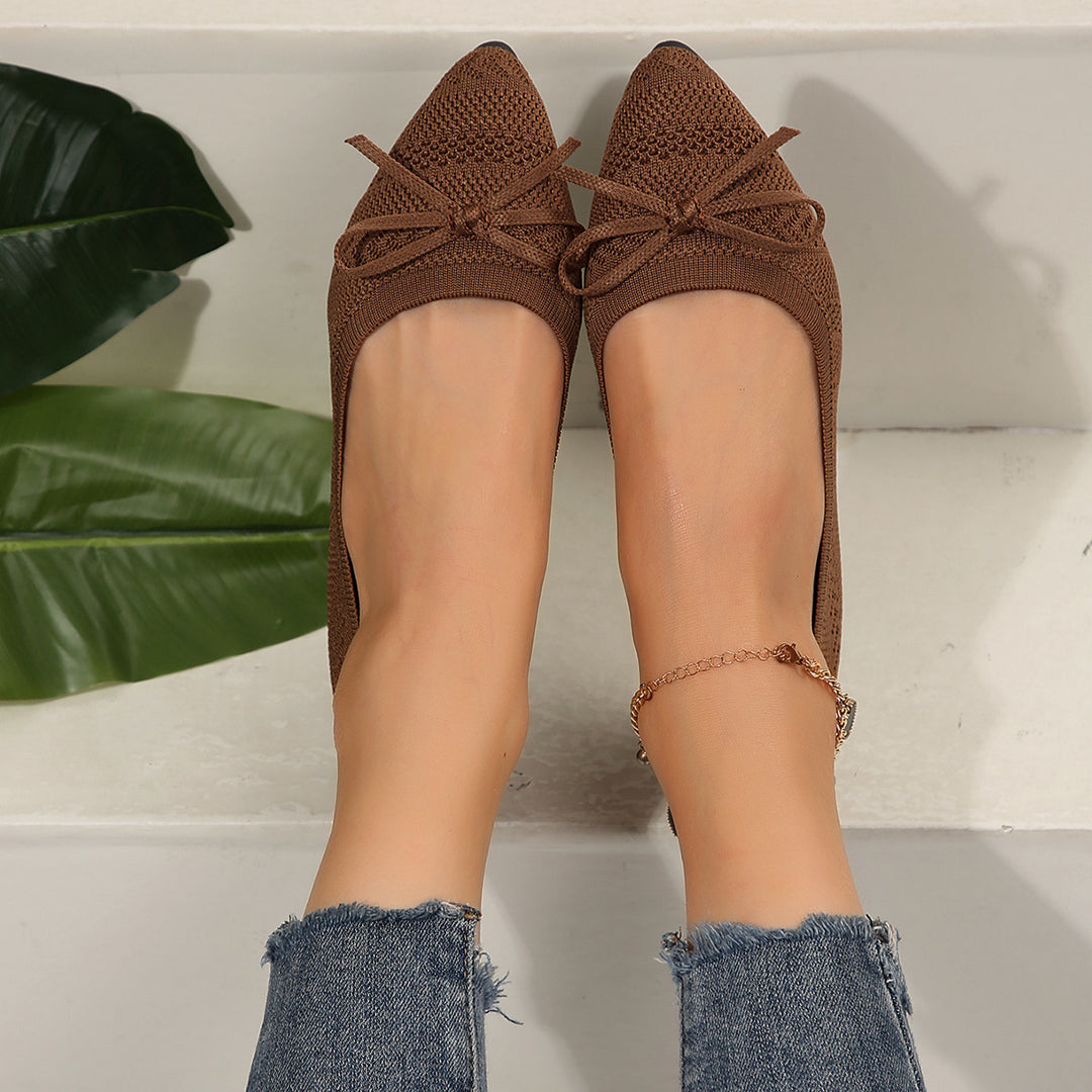 Damen elegante Ballerinas mit modischem Schleifendetail und rutschfester Sohle EB