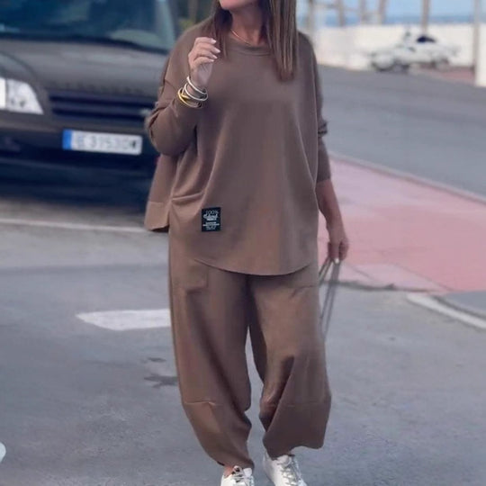 Damen lässiges Lounge-Set mit weiten Hosen und bequemem Oberteil EB