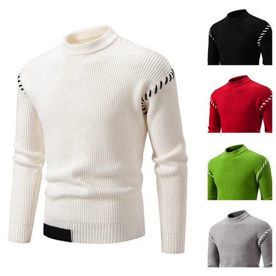 Herren modischer Strickpullover mit einzigartigem Design und hohem Kragen EB