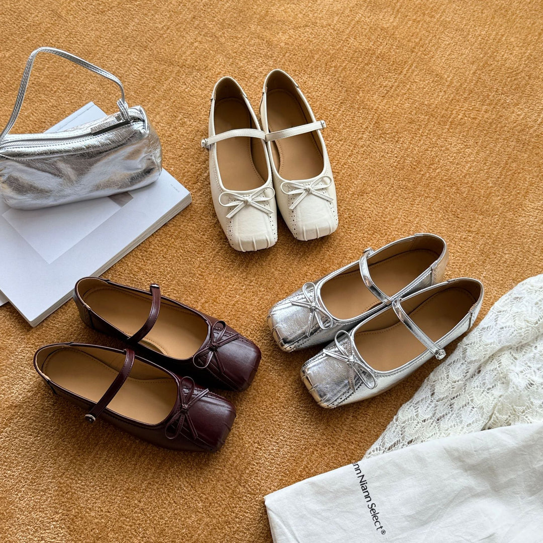 Damen Ballerinas mit modischem Riemchen und dekorativem Schleifen-Detail EB