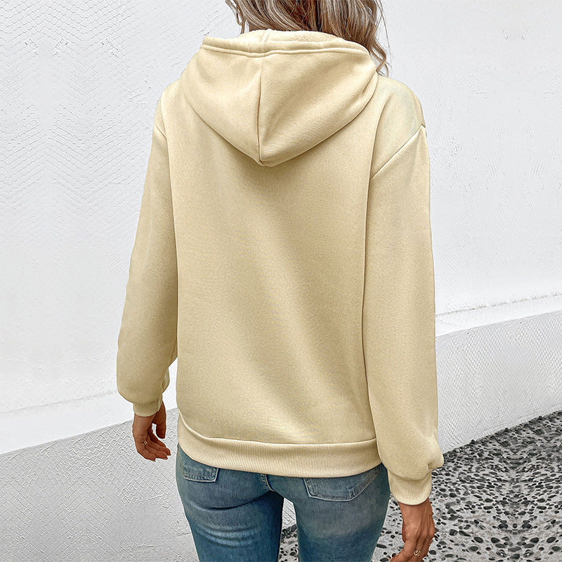 Damen Kapuzenpullover mit Herz- und EKG-Motiv EB