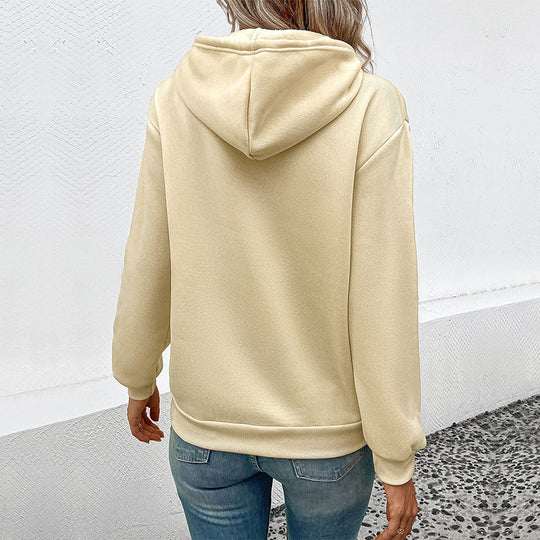 Damen Kapuzenpullover mit Herz- und EKG-Motiv EB